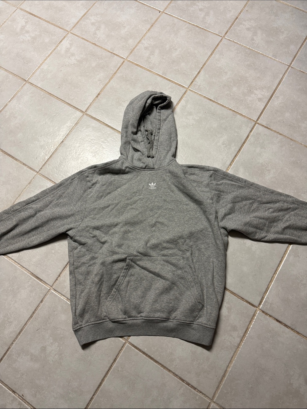 adidas Gray Pullover Hoodie with Small Trefoil Logo